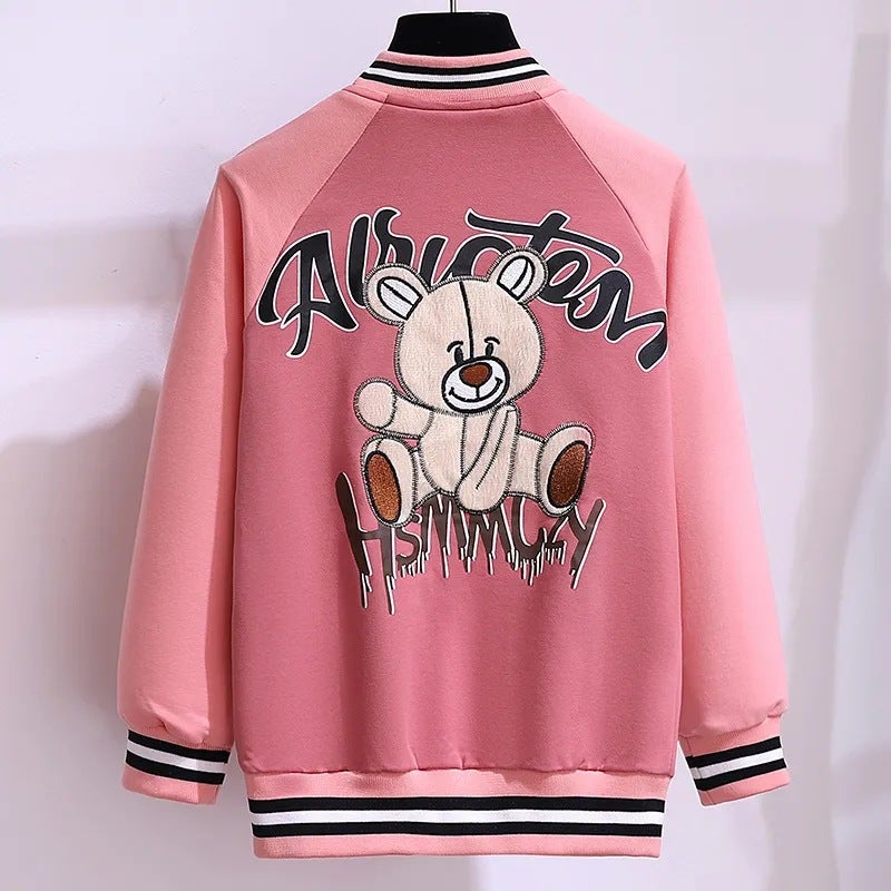 Girls New Fashionable Cartoon Baseball Suit Coat Big Kids Girls Western Style Academic Style Jacket Cardigan - Image 5